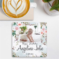 Personalized Floral Baby Name UV Print Square Tile Coaster - UV Print Square Tile Coaster 