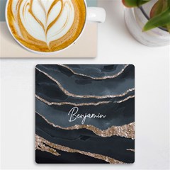 Personalized Gold Glitter Marble Name Any Text UV Print Square Tile Coaster - UV Print Square Tile Coaster 