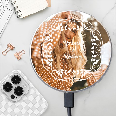 Personalized Frame Name Photo Wireless Fast Charger By Katy Front