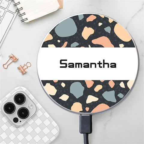 Personalized Stone Background Name Wireless Fast Charger By Katy Front