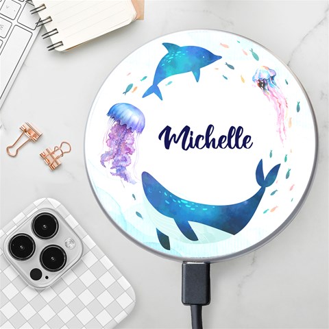 Personalized Sea Name Wireless Fast Charger By Katy Front
