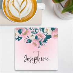 Personalized Name Any Text Floral UV Print Square Tile Coaster - UV Print Square Tile Coaster 