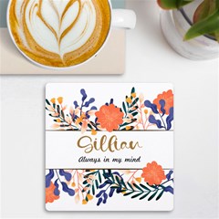 Personalized Name Any Text Floral UV Print Square Tile Coaster - UV Print Square Tile Coaster 