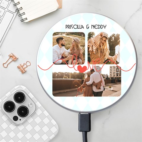 Personalized Love Line Name Photo Wireless Fast Charger By Katy Front