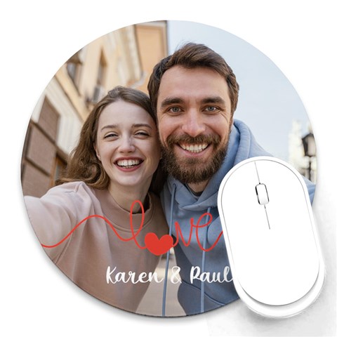 Personalized Love Line Photo Round Mousepad By Katy Front