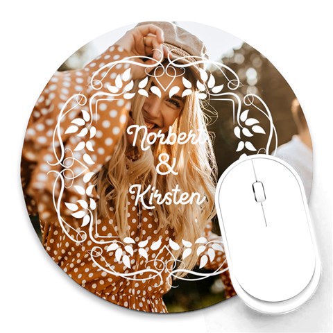 Personalized Frame Photo Round Mousepad By Katy Front