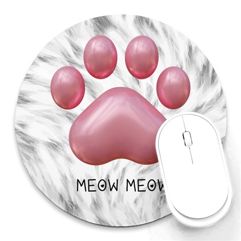 Personalized Cat Foot Name Round Mousepad By Katy Front