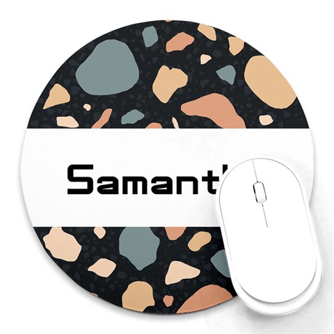 Personalized Stone Background Name Round Mousepad By Katy Front