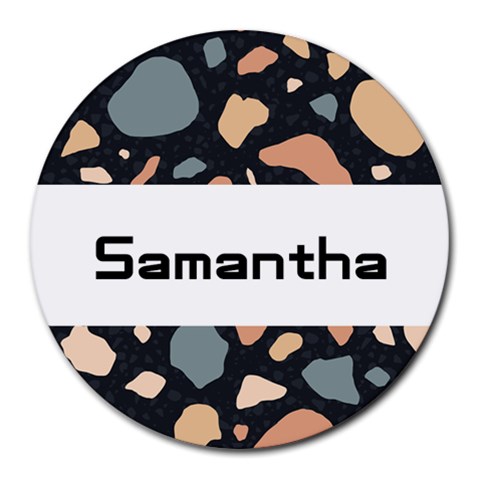 Personalized Stone Background Name Round Mousepad By Katy Front
