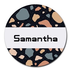 Personalized Stone Background Name Round Mousepad