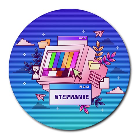 Personalized Y2k Name Round Mousepad By Katy Front