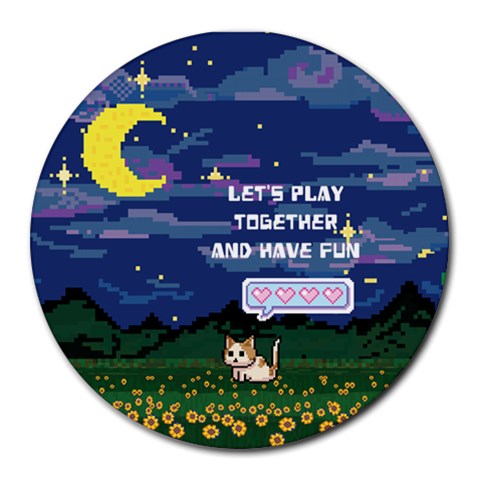 Personalized Pixel Game Name Round Mousepad By Katy Front