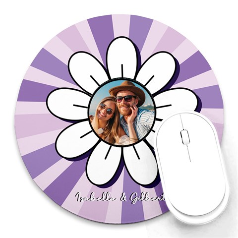 Personalized Flower Photo Name Round Mousepad By Katy Front
