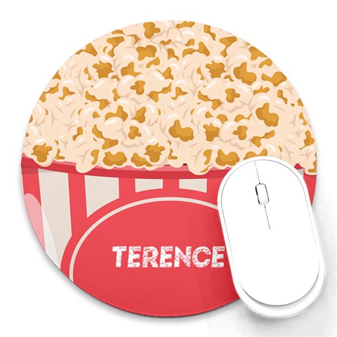 Personalized Popcorn Name Round Mousepad By Katy Front