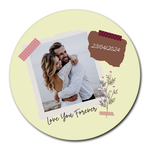 Personalized Memo Style Photo Name Round Mousepad By Katy Front