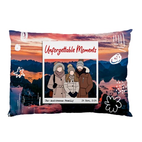 Personalized Trip Photo Illustration Name Pillow Case By Joe 26.62 x18.9  Pillow Case