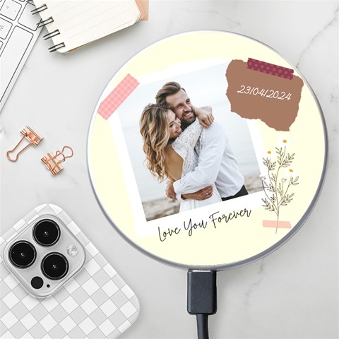 Personalized Memo Style Photo Name Wireless Fast Charger By Katy Front