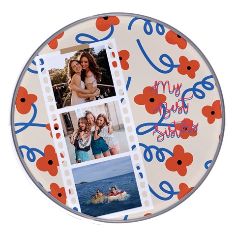 Personalized Red Flower Photo Name Wireless Fast Charger By Katy Front