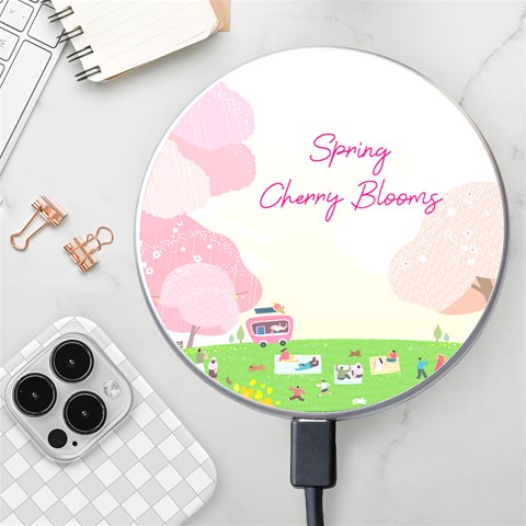 Personalized Spring Cherry Bloom Name Wireless Fast Charger By Katy Front