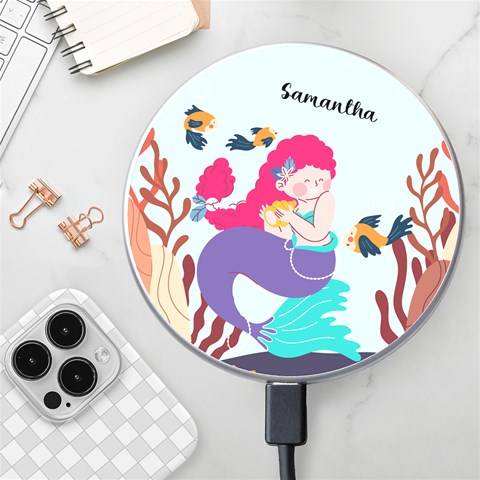 Personalized Mermaid Name Wireless Fast Charger By Katy Front