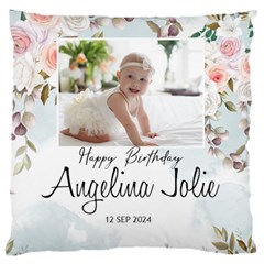 Personalized Photo Floral Baby Birthday Name Any Text Large Cushion Case - Large Cushion Case (One Side)