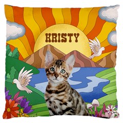 Personalized sychedelic Pet Photo Name Large Cushion Case - Large Cushion Case (One Side)