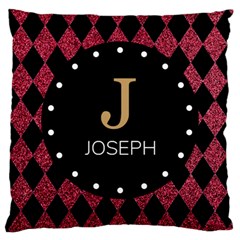 Personalized Glitter Diamond Pattern Initial Name Large Cushion Case - Large Cushion Case (One Side)