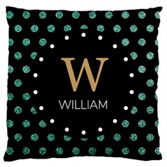 Personalized Glitter Dot Initial Name Large Cushion Case - Large Cushion Case (One Side)