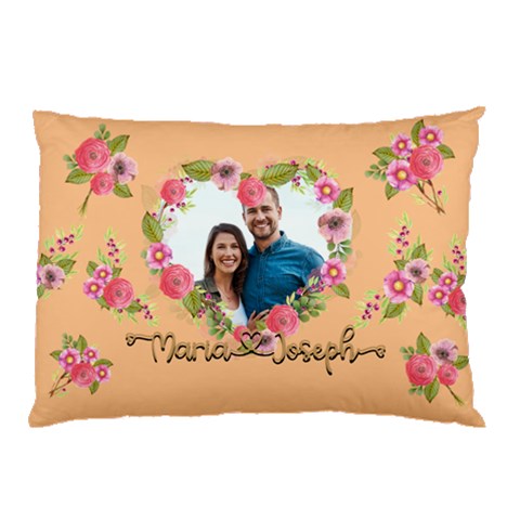 Personalized Floral Love Heart Shape Photo Name Pillow Case By Joe Front