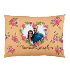 Personalized Floral Love Heart Shape Photo Name Pillow Case - Pillow Case (Two Sides)