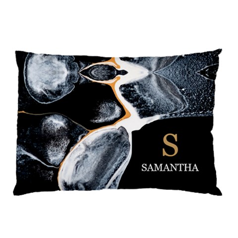 Personalized Initial Name Marble Pillow Case By Joe Back