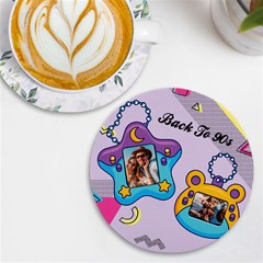 Personalized Tamagotchi Photo Name Round Tile Coaster - UV Print Round Tile Coaster