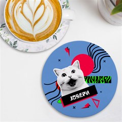 Personalized Cat Name Round Tile Coaster