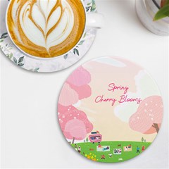 Personalized Spring Cherry Bloom Round Tile Coaster - UV Print Round Tile Coaster