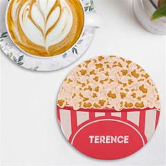 Personalized Popcorn Name Round Tile Coaster - UV Print Round Tile Coaster