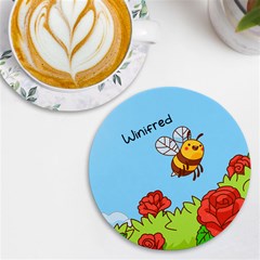 Personalized Bee Name Round Tile Coaster