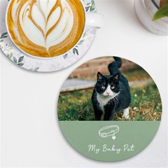 Personalized Pet Name Photo Round Tile Coaster - UV Print Round Tile Coaster