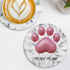 Personalized Cat Foot Name Round Tile Coaster