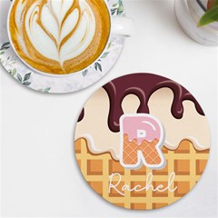 Personalized Ice Cream Name Round Tile Coaster - UV Print Round Tile Coaster