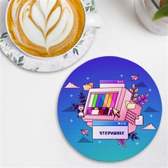 Personalized Y2K Name Round Tile Coaster - UV Print Round Tile Coaster