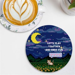 Personalized Pixel Game Name Round Tile Coaster - UV Print Round Tile Coaster