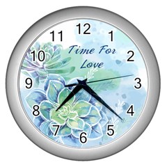 Personalized Flower Color Name Water Wall Clock - Wall Clock (Silver)