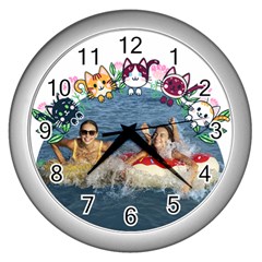 Personalized Cats Photo Wall Clock - Wall Clock (Silver)