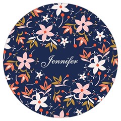 Personalized Floral Pattern Name Round Trivet