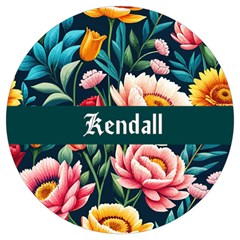Personalized Floral Pattern Name Round Trivet