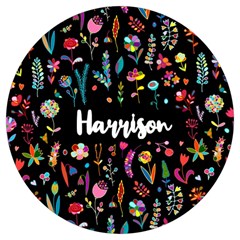 Personalized Floral Pattern Name Round Trivet