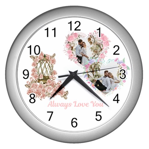 Personalized Birdcage Flower Photo Name Wall Clock By Katy Front