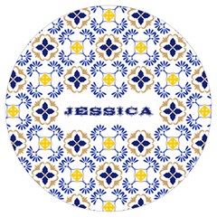 Personalized Traditional Tiles Pattern Any Text Name Round Trivet