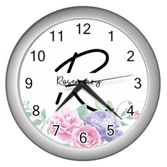 Personalized Flower Name Wall Clock - Wall Clock (Silver)