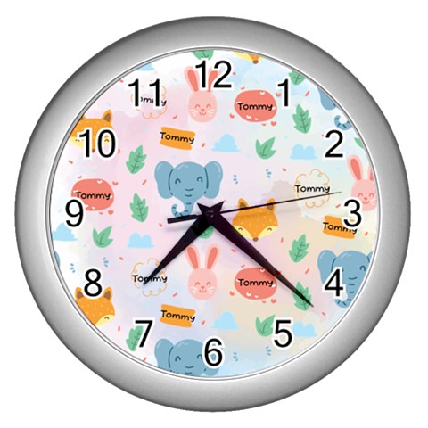 Personalized Animals Name Wall Clock By Katy Front